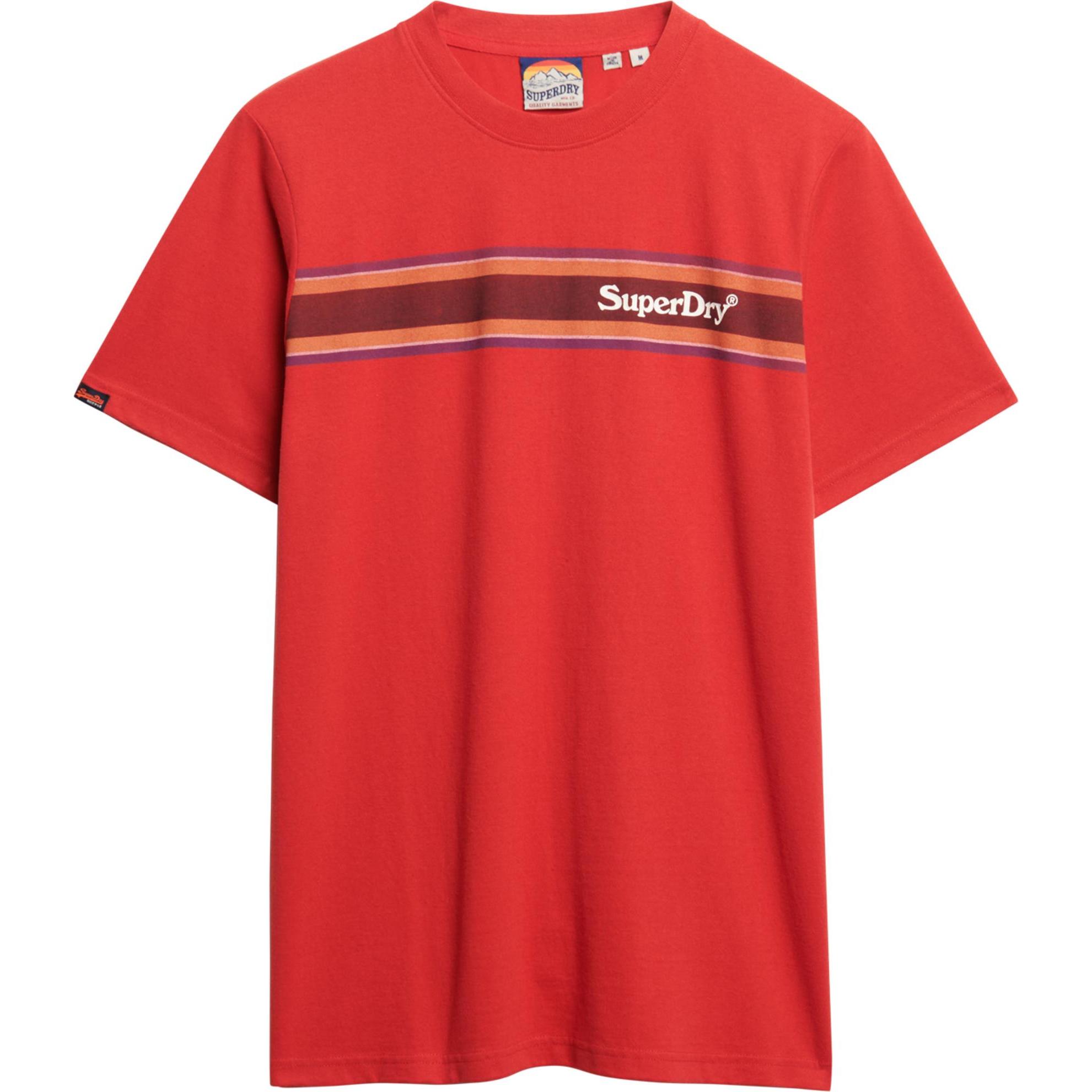 Superdry, Herren, Shirt, Lässiges Venue T-Shirt mit Streifen und Logo, Rot, (M)