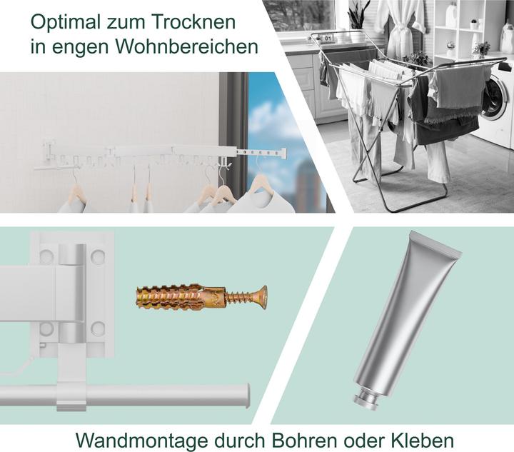 Actual product image Relaxdays Klappbarer Wäscheständer für Wandmontage