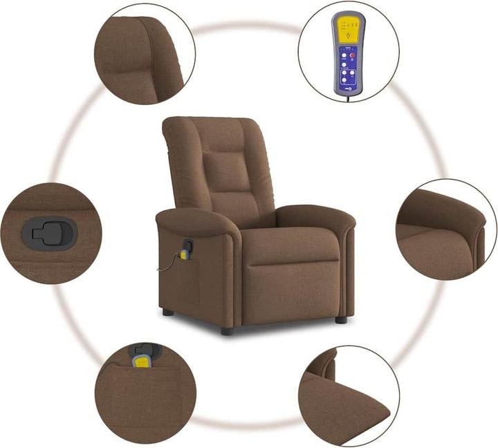 Immagine prodotto vidaXL Poltrona massaggiante in tessuto marrone Poltrona TV massaggiante Poltrona con funzione di massaggio