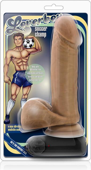 Actual product image Blush Coverboy - Soccer Champ - Vibrating 8 Inch Realistic Dildo - Suction Cup Base Harness Compatib