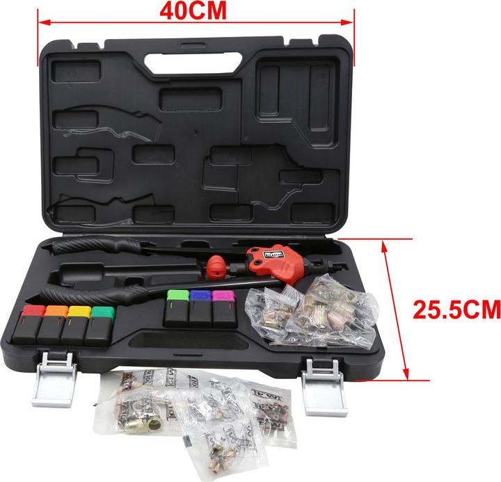 Actual product image Wiltec Rivet Gun Riveter kit tool mandrels nosepieces M3 M4 M5 M6 M8 M10 M12 (400 mm)