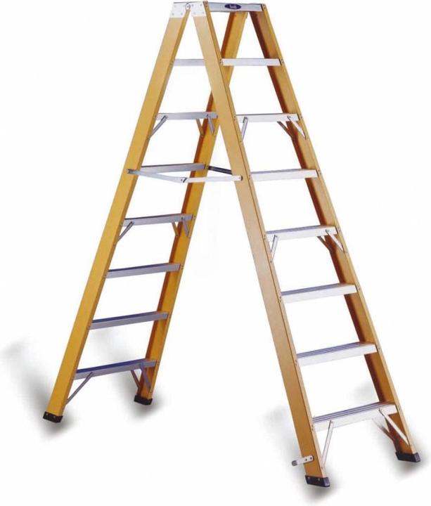 Cimco Stufen-Stehleiter mit 2 x 6 Stufen, Höhe 1,50m, 7,5kg, 30.000V, Stufe 80 mm brei (Gerüst, 150 cm)