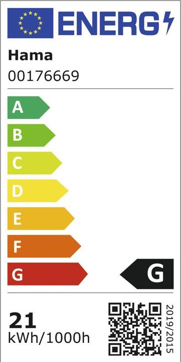 Energie-Label Hama LED-Streifen, RGBCCT, WLAN, Matter, dimmbar, selbstklebend, kürzbar, 5 m (500 cm, Indoor)