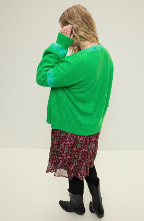 Produktbild Studio Untold Strickjacke, oversized, Color-Akzente, V-Ausschnitt, Ballon-Langarm (58)