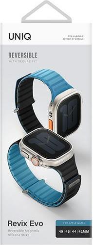 Actual product image Uniq pasek Revix Evo Apple Watch Series 1/2/3/4/5/6/7/8/9/SE/SE2/Ultra/Ultra2 42/44/45/49mm Reversible (42 mm, 49 mm, 45 mm, 44 mm, Stainless steel, Silicone)