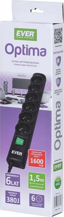 Immagine prodotto Ever OPTIMA 1.5m 6 uscite AC 250 V Nero 1.5 m (6x, CEE 7/5, 1.50 m)