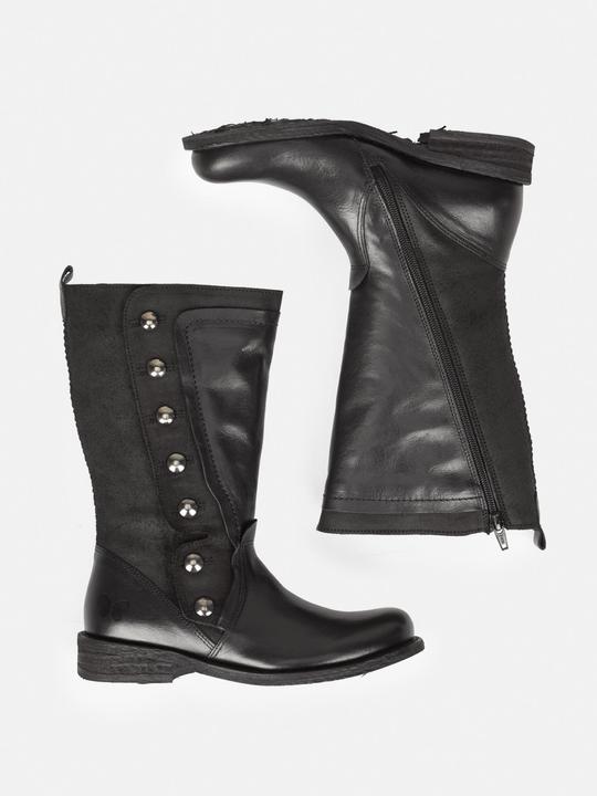 Produktbild Felmini GREDO D896 Bikerstiefel aus einer Mischung aus Leder und Wildleder in Schwarz, mit Metallknöpfen und (39)
