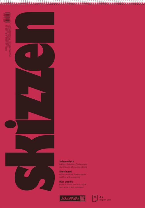 Produktbild Brunnen Skizzenblock A2 110g/qm 30 Blatt Spirale (A2, Speziallineatur)