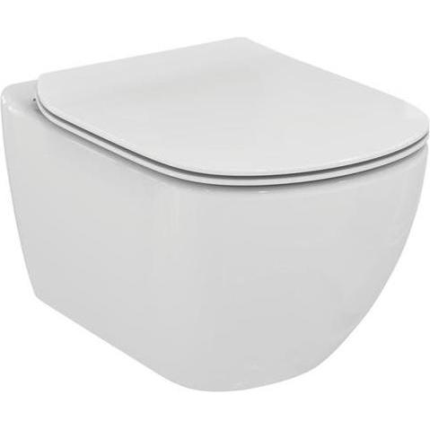 Ideal Standard, Toilette + Bidet, Tesi Rimless hvid haengeskål med Soft Close toiletsaede - boltafstand 180 mm