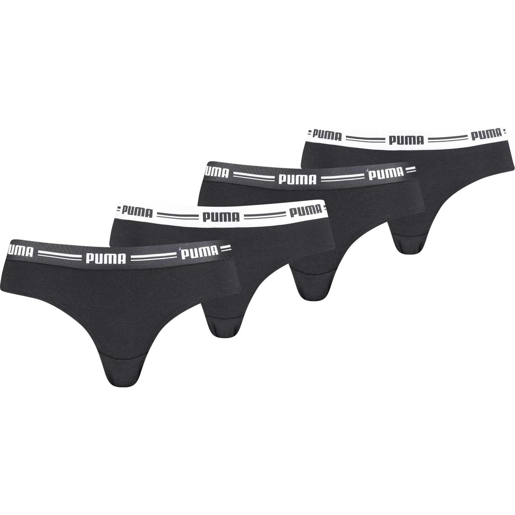 Thumbnail - Puma, Damen, Unterhosen, Slip Sportlich Figurbetont, Schwarz, (XL, 4er Pack)