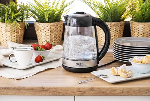 Actual product image Adler AD 1285 Electric, 2200 W, 1.7 L, Glass / Stainless steel, 360 ° rotational base, Gray (1.70 l)
