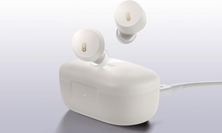 Actual product image Baseus Bowie E18 wireless TWS ENC IPX4 headphones - white (ANC, 25 h, Wireless)