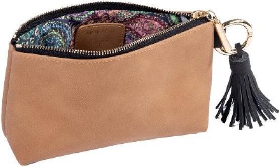 Actual product image Artebene MAJOIE cosmetic bag small soft camel - Vegan leather bag with snap hook