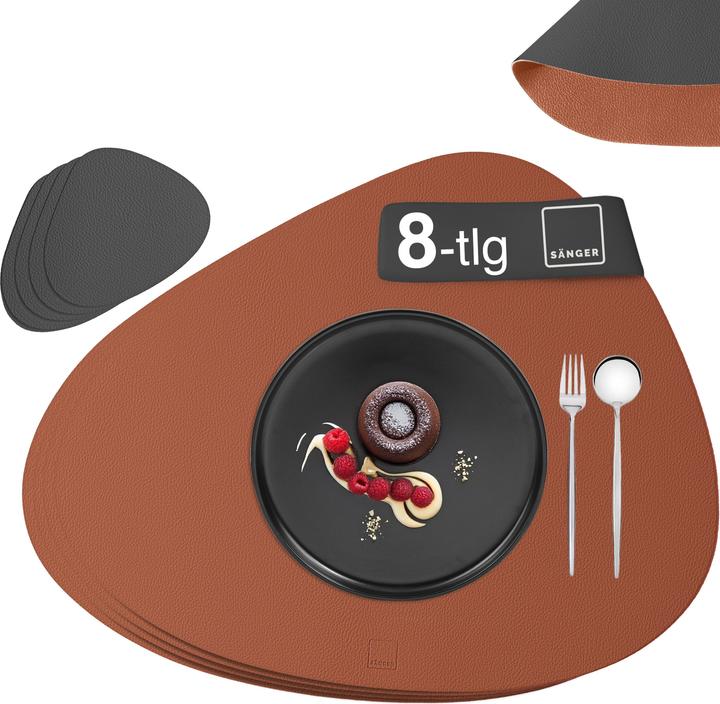 Produktbild Sänger Geschirr Platzset organisch, Anthrazit & Braun (8 x, Glasuntersetzer)