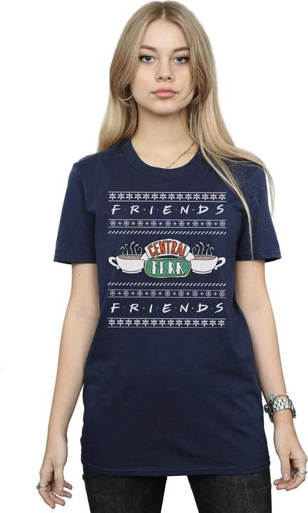 Actual product image Friends Womens/Ladies Fair Isle Central Perk Cotton Boyfriend T-Shirt (S)