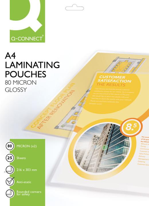 Immagine prodotto Q-Connect Film di laminazione lucidi (A4, 25 pz., 80 µm)