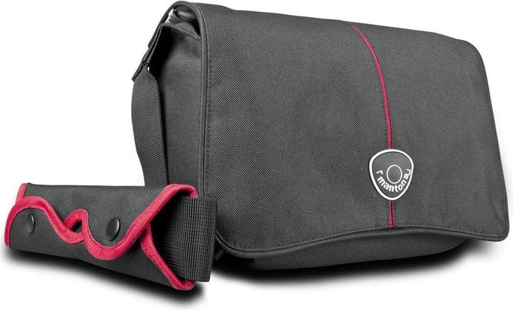 mantona Cool Bag Kameratasche schwarz/rot (Kamera Bereitschaftstasche, Kamera Schultertasche, 10.56 l)
