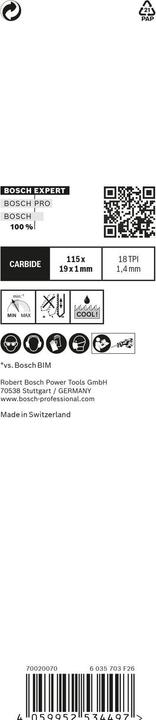 Immagine prodotto Bosch Professional Zubehör Lama per sega alternata Expert 'Thin Tough Metal' S 522 EHM, 1 pezzo