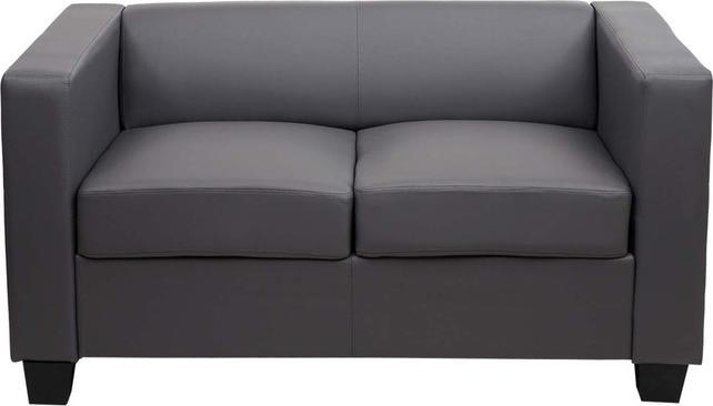 Immagine prodotto Mendler Divano a 2 posti Divano Loungesofa Lille in finta pelle, grigio scuro (2 posti)