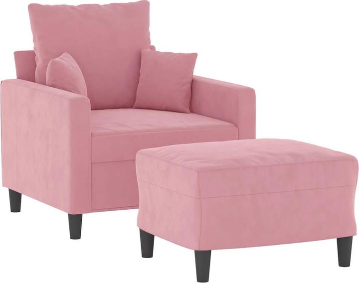 Produktbild vidaXL Sessel mit Hocker Rosa 60 cm Samt,Farbe: Rosa,Material: Samt