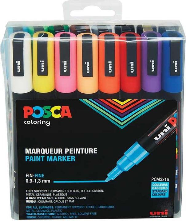 Immagine prodotto Posca Marker PC-3M Rundspitze (Multicolore, 1.30 mm, 16 x)