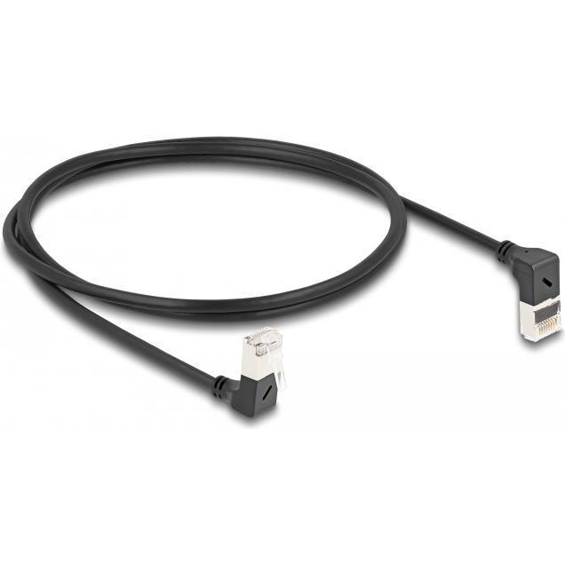 Delock RJ45 Netzwerkkabel Cat.6A S/FTP Slim 90° oben / unten (S/FTP, CAT6a, 1 m), Netzwerkkabel