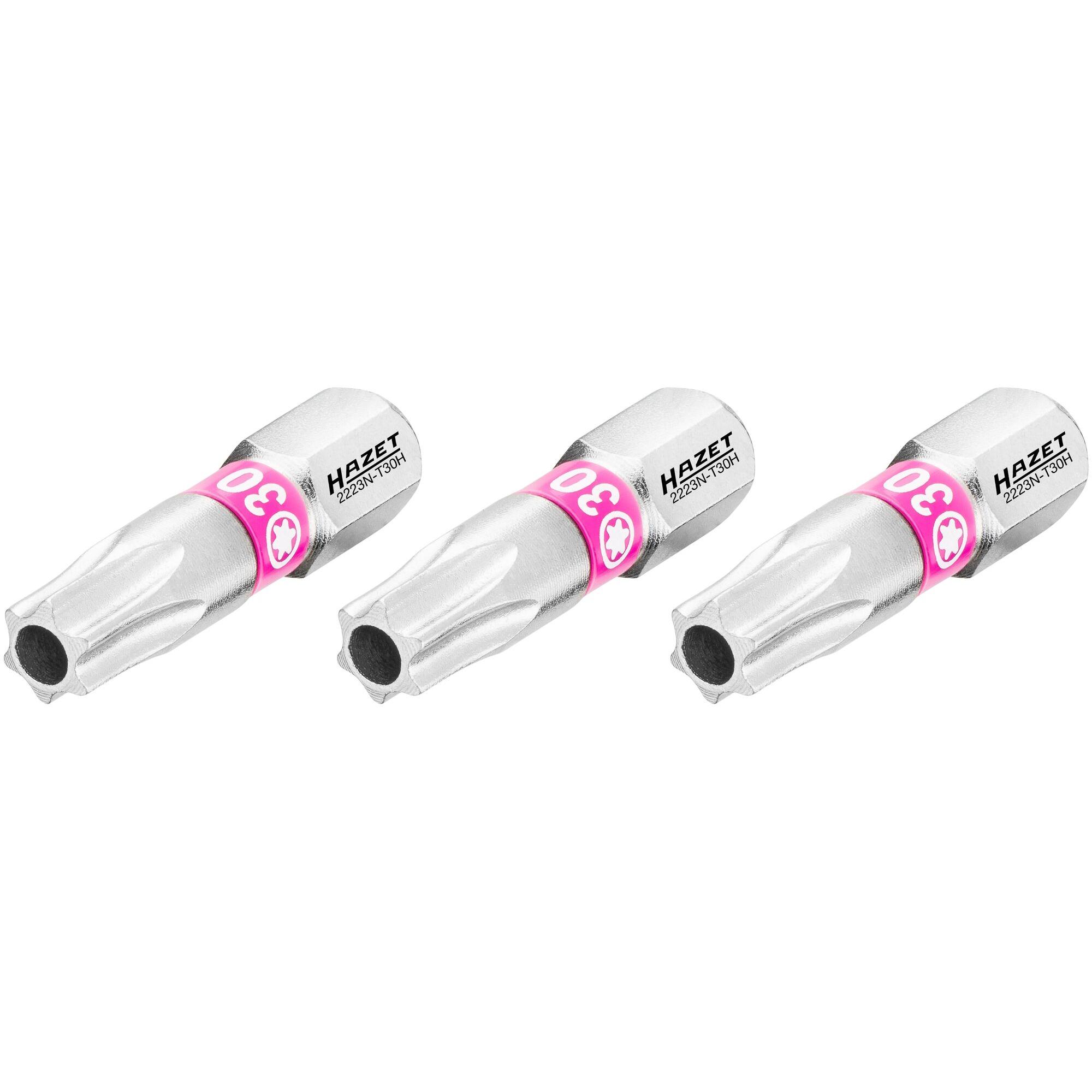 HAZET, Bits, Bit 2223N-T30H/3 ∙ Sechskant6,3 (1/4 Zoll) ∙ Tamper Resistant TORX Profil ∙ T30H ∙ Anzahl We… (T30H)