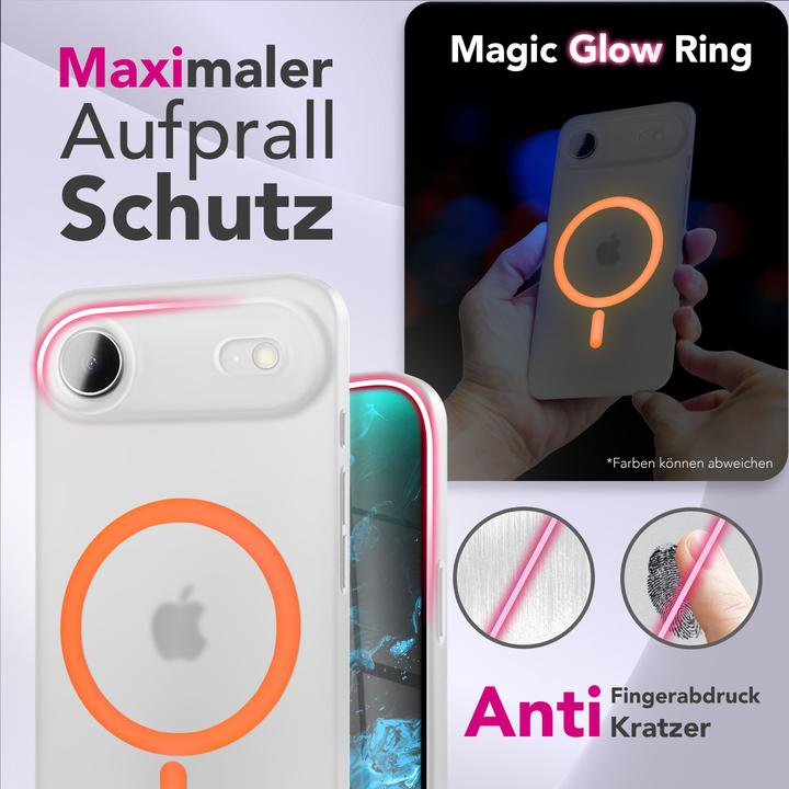 Produktbild Nalia MagSafe Cover "Thinix Glow" - 0,3mm Extrem Dünn, Leuchtender Magnet Ring - Ultra-Slim Hard Case (Apple iPhone 17)