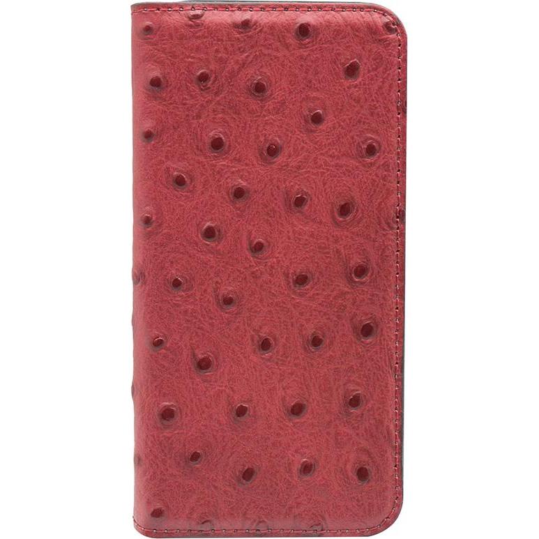 Tellur Book case Ostrich Genuine Leather for iPhone 7 red (Apple iPhone 7), Smartphone Hülle, Rot