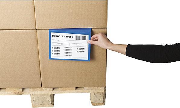 Actual product image Valdemar Krog Identification pocket, for stacked cardboard boxes, pack of 50, A5. (A5, 50 Piece)