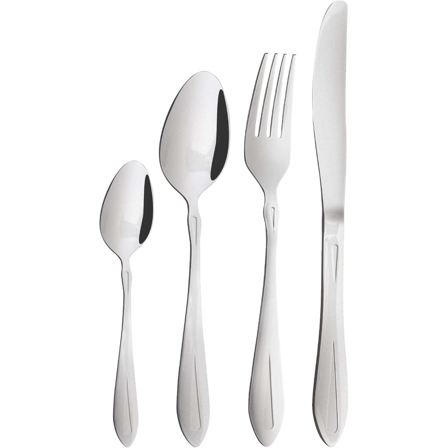 Party Light & Sound Pradel Excellence D570C 84Piece Miroir Cutlery Set in Wooden Box with Drawer, Posate, Argento