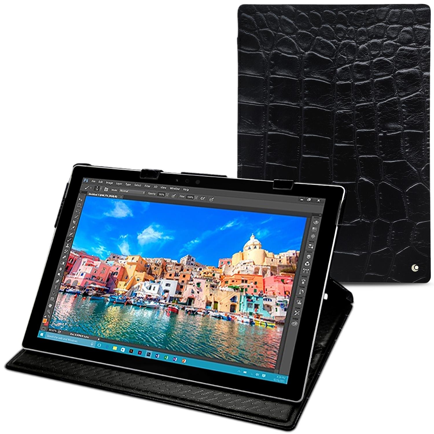 Noreve Lederschutzhülle vertikal (Microsoft Surface Pro 4), Tablet Hülle, Schwarz