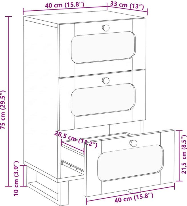 Actual product image vidaXL Esszimmer-Sideboard (33.50 x 40 x 75 cm)