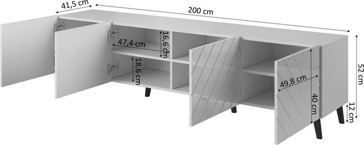 Immagine prodotto Cama Armadio RTV ABETO 200x42x52 bianco/bianco-lucido (200 x 42 x 52 cm)