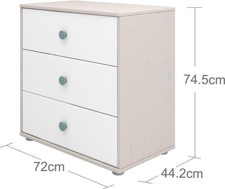 Image du produit Flexa Commode Classic avec 3 tiroirs (72.54 x 44.50 x 74.50 cm)