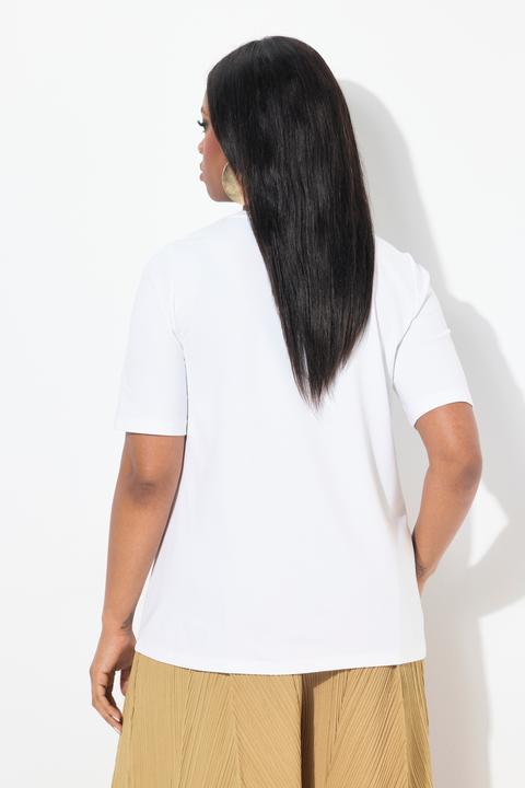 Immagine prodotto Ulla Popken T-shirt classica con spilla floreale, scollo a girocollo e mezze maniche (54)