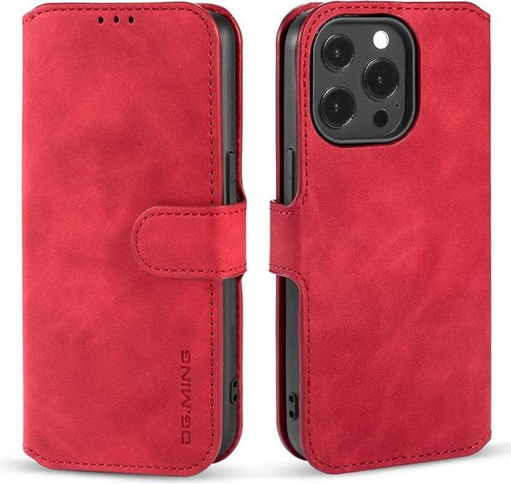 BRAND SET Cover per iPhone 13 Pro Ultrasottile Pelle Case [Custodia Flip/Card Slot] Custodia Magnetica PU Premium Antiurto, Cover Protettiva per iPhone 13 Pro(Rosso