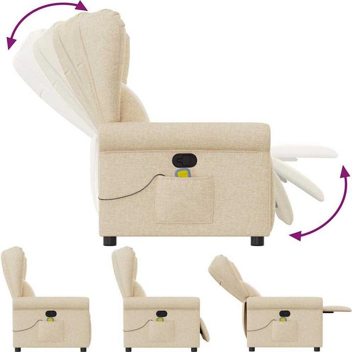Image du produit vidaXL Fauteuil de massage Crème Tissu Massage Fauteuil TV avec fonction massage