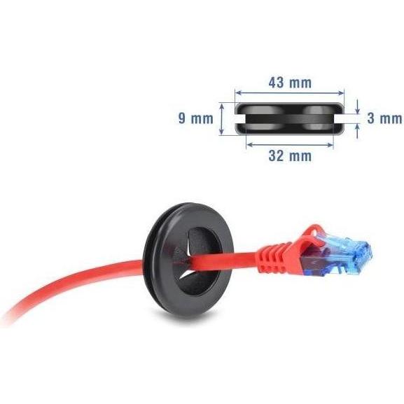 Delock, Canale passacavi, Gummi Kabeldurchführung rund Ø 38 mm schwarz (Foro cavo)