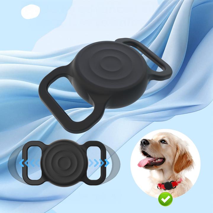 Actual product image Hurtel Wasserdichte AirTag-Silikonhülle für Hunde- oder Katzenhalsband – Schwarz