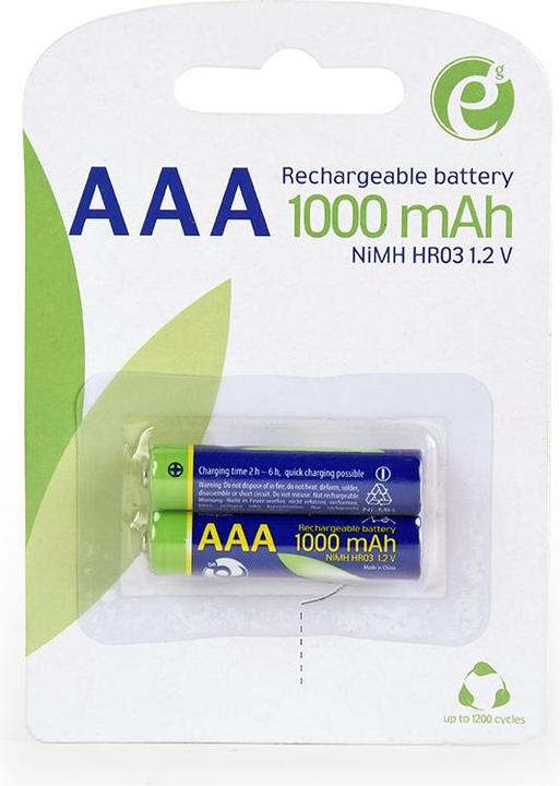 Actual product image Energenie EG-BA-AAA10-01 Household Rechargeable Battery Nickel Metal Hydride (NiMH) (2 pcs., AAA, 1000 mAh)