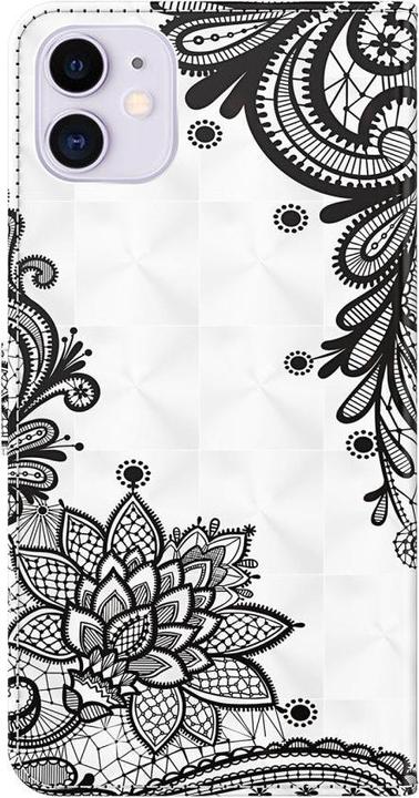 Produktbild Cover-Discount iPhone 13 mini - Etui Glitzer Effekt Blumen schwarz (Apple iPhone 13 mini)