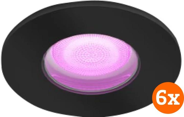 Produktbild Philips Hue Xamento badkamer inbouwspot White and Color - Zwart - Rond 6-pack