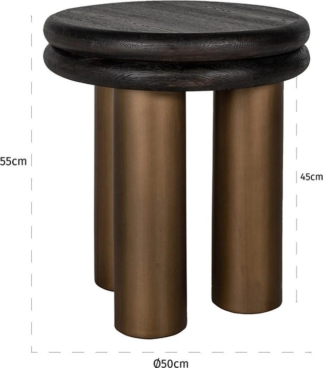 Produktbild Richmond Interiors Beistelltisch Macaron schwarz gold gebürstet 50 (50 x 55 cm)