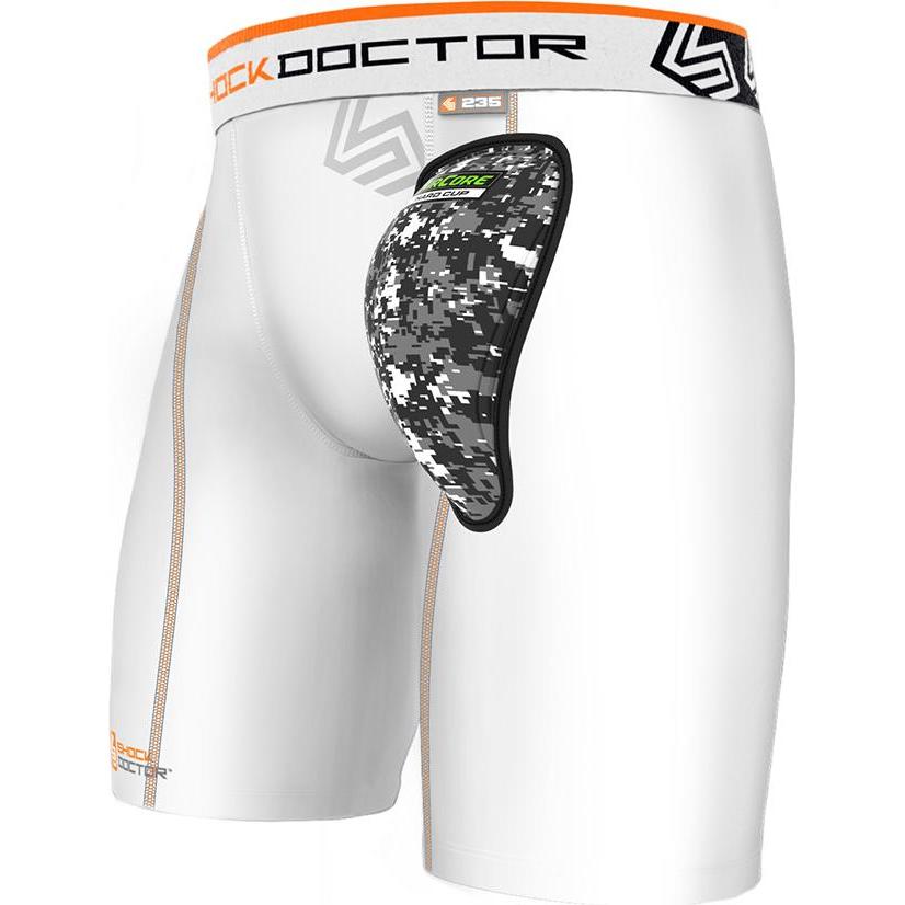 Shock Doctor, Unisex, Funktionsunterhose, Aircore Kompressionshose Mit Hard Cup (XXL), Weiss, XXL