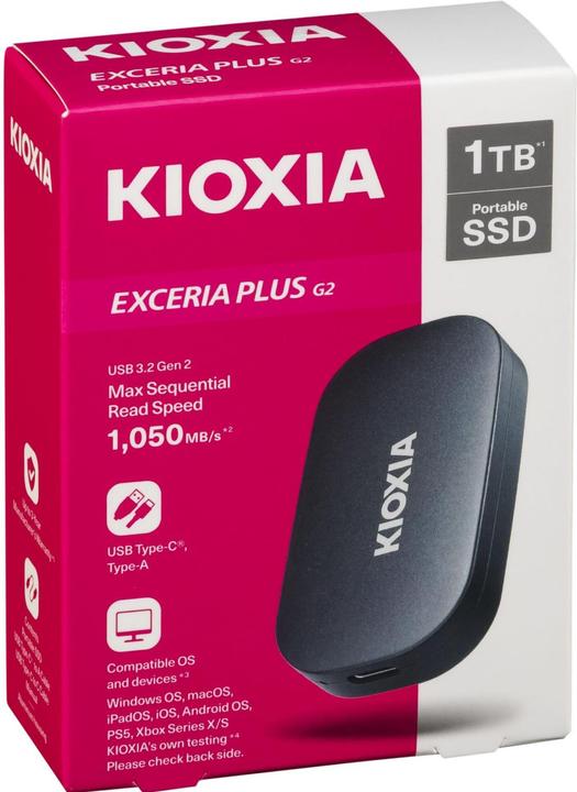 Produktbild Kioxia EXCERIA PLUS G2 1000GB Portable SSD USB 3.2 Gen2 Type C (1 TB)