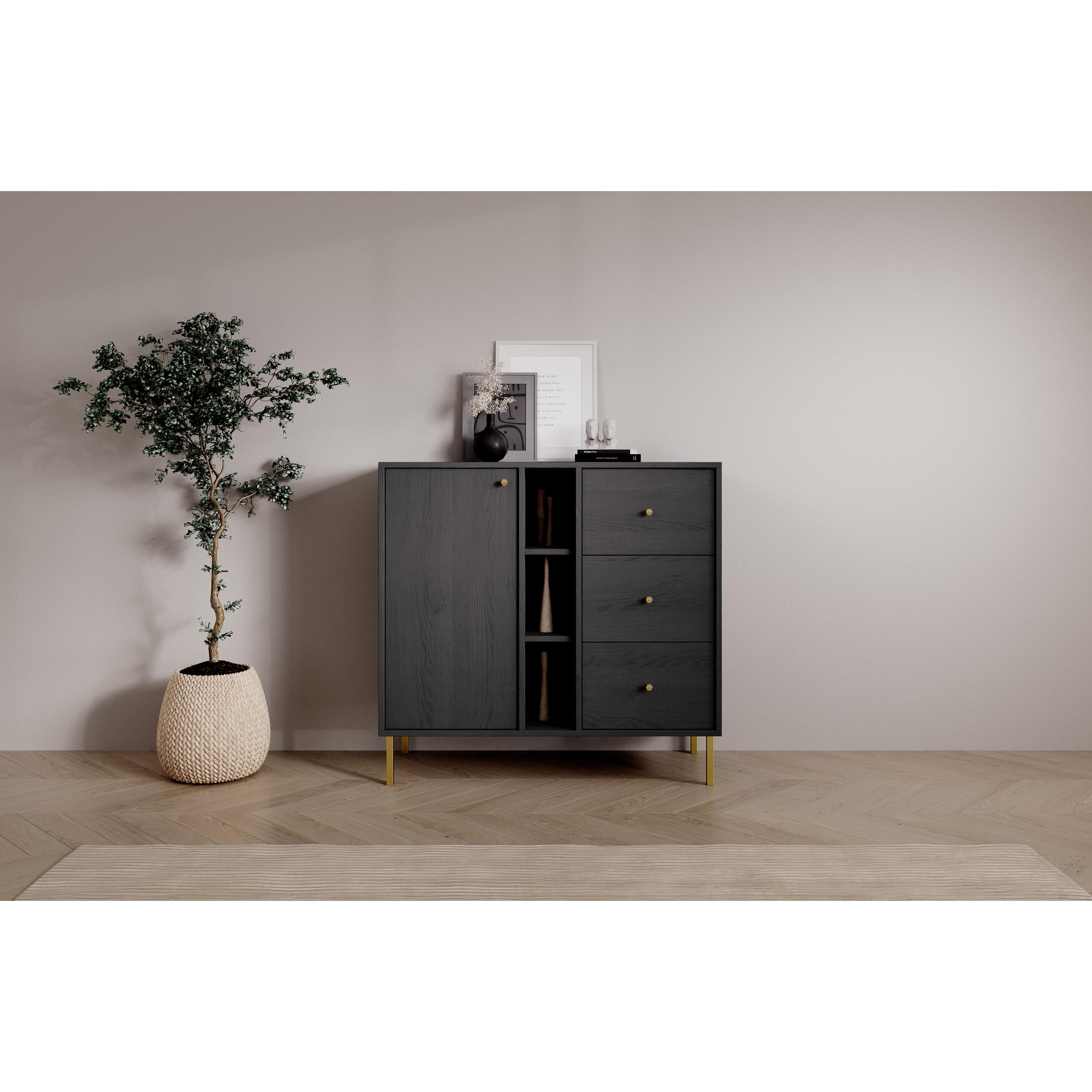 Thumbnail - ADRK Furniture, Kommode + Sideboard, Tili 1D 3S 3P Kommode (100.5 x 41 x 95 cm)