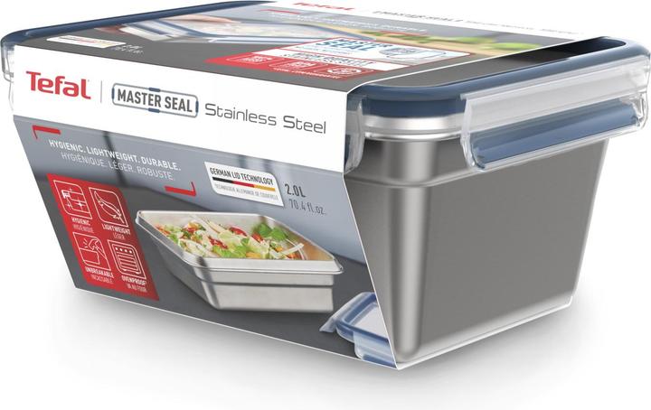 Productafbeelding Tefal MasterSeal Levensmiddelencontainer Rechthoekig 2,0 l - Roestvrij staal (2 l)