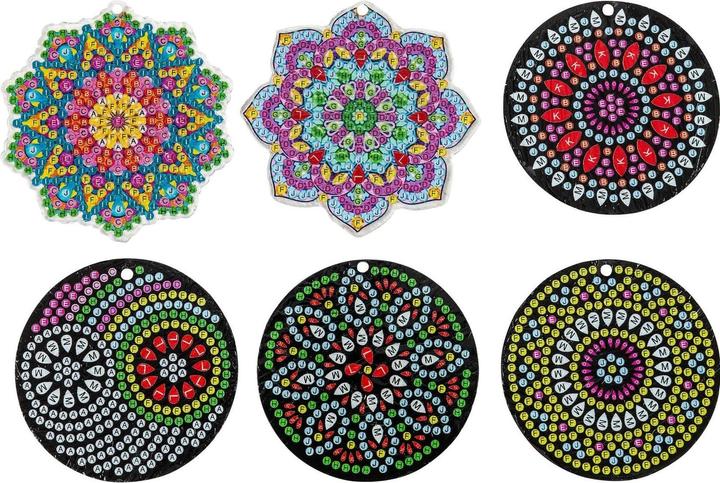 Bastelset Diamond Painting Anhänger "Mandala", 6er-Set