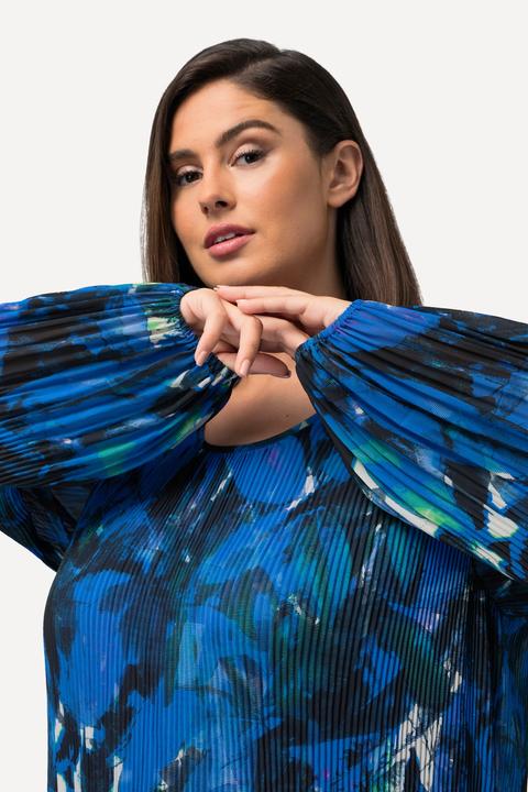 Actual product image Ulla Popken Watercolor Leaf Print Long Sleeve Dress (56)